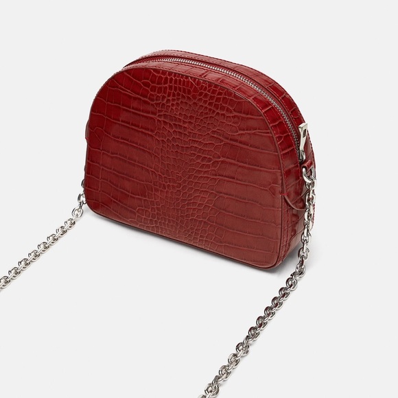 ZARA Printed Red Crossbody Bag W/Chain Strap - Picture 2 of 7